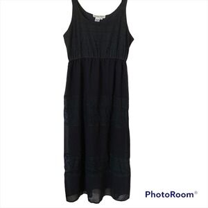 Jessica Taylor Black Maxi Tank Dress Crocheted Boho Long Women’s Size Medium